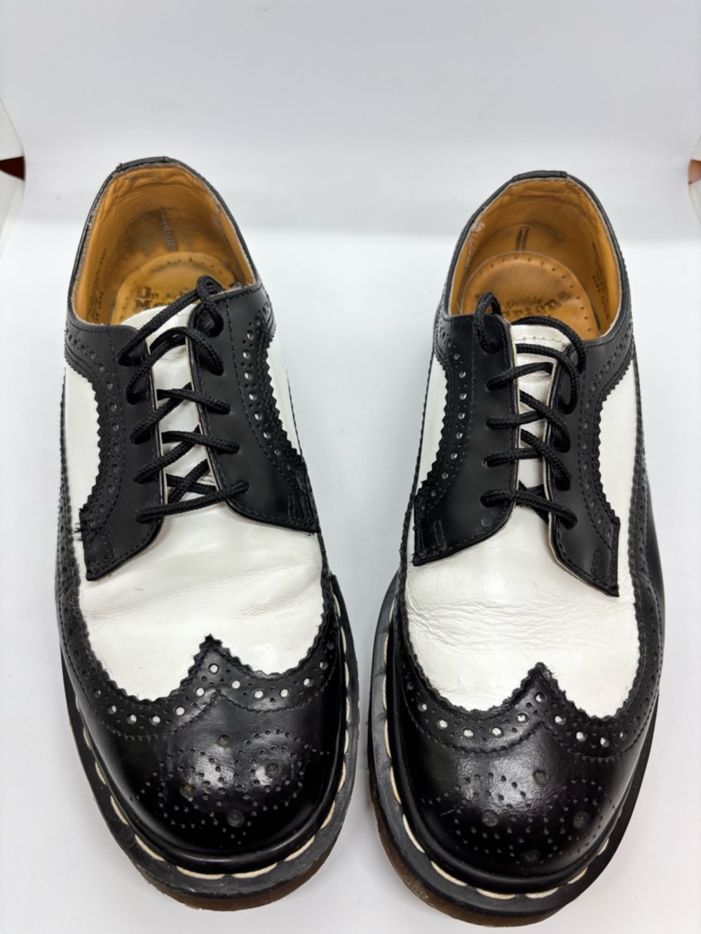 Dr. Martens Black & White Brogue Saddle Oxfords